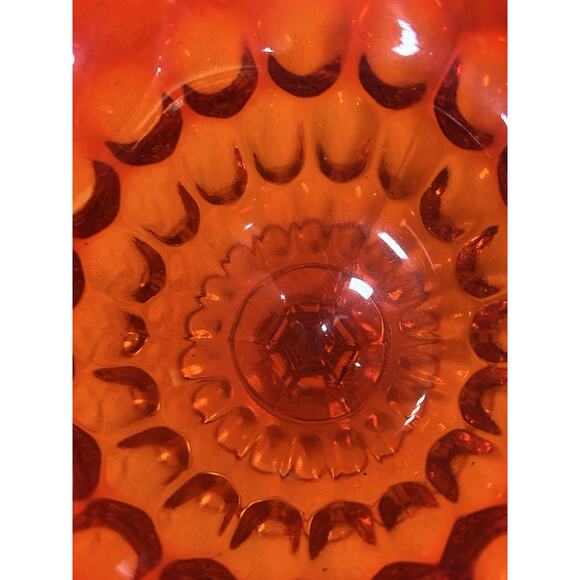 Fenton Orange Amberina Glass Thumbprint Compote Candy Dish UV reactive - Picture 7 of 10